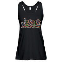 Festive Patten Jesus Name Above All Names Ladies Essential Flowy Tank