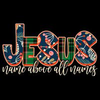 Festive Patten Jesus Name Above All Names Ladies Essential Flowy Tank