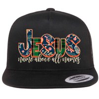 Festive Patten Jesus Name Above All Names Flat Bill Trucker Hat