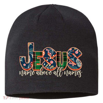 Festive Patten Jesus Name Above All Names Sustainable Beanie