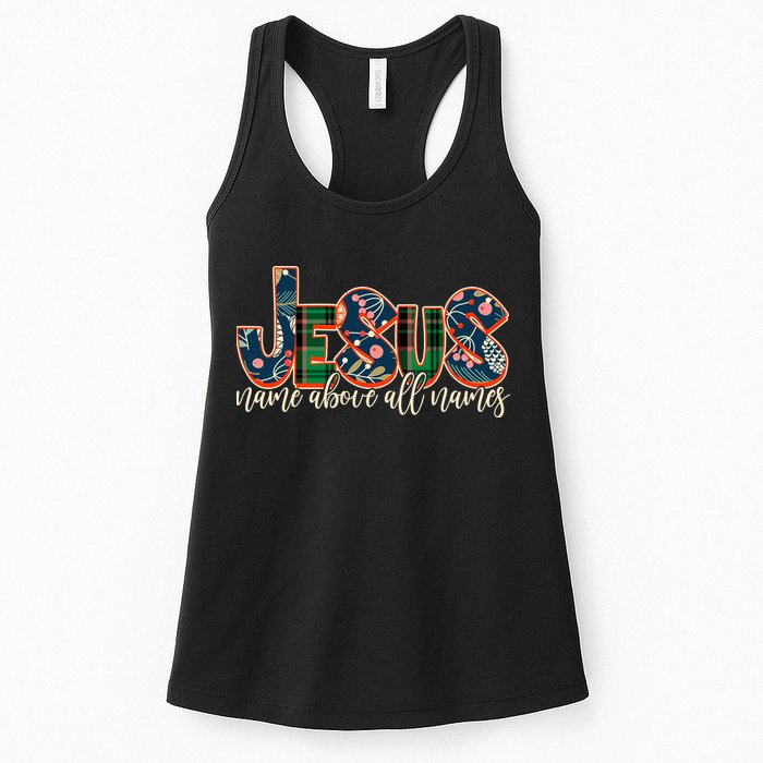Festive Patten Jesus Name Above All Names Womens Tank Top