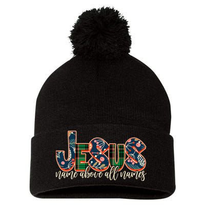 Festive Patten Jesus Name Above All Names Pom Pom 12in Knit Beanie