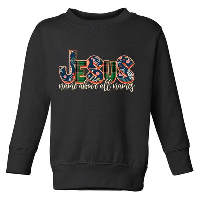 Festive Patten Jesus Name Above All Names Toddler Sweatshirt
