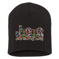 Festive Patten Jesus Name Above All Names Short Acrylic Beanie