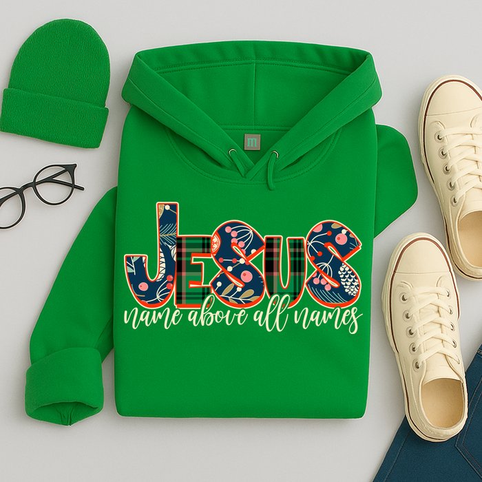 Festive Patten Jesus Name Above All Names Hoodie