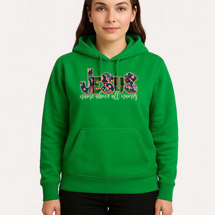Festive Patten Jesus Name Above All Names Hoodie