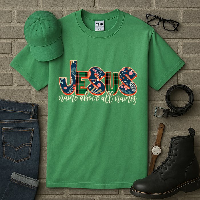 Festive Patten Jesus Name Above All Names Tall T-Shirt