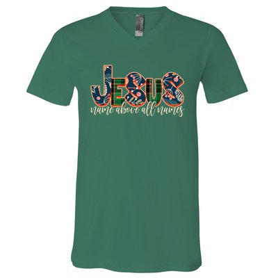 Festive Patten Jesus Name Above All Names V-Neck T-Shirt