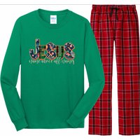 Festive Patten Jesus Name Above All Names Long Sleeve Pajama Set