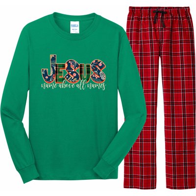 Festive Patten Jesus Name Above All Names Long Sleeve Pajama Set