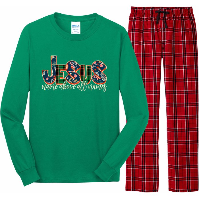 Festive Patten Jesus Name Above All Names Long Sleeve Pajama Set