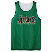 Festive Patten Jesus Name Above All Names Mesh Reversible Basketball Jersey Tank