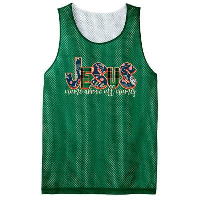 Festive Patten Jesus Name Above All Names Mesh Reversible Basketball Jersey Tank