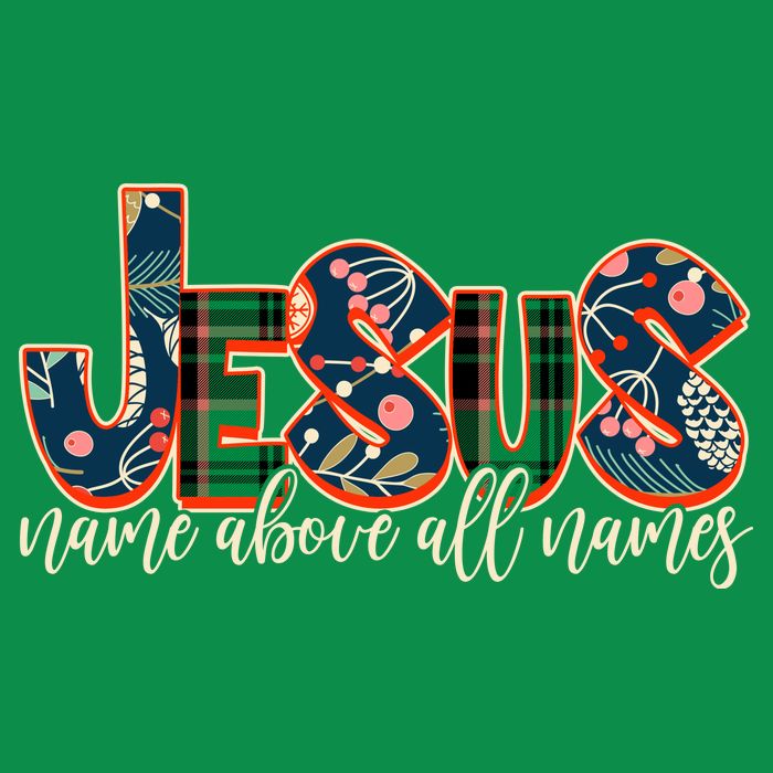 Festive Patten Jesus Name Above All Names Baby Bodysuit