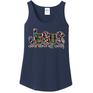 Festive Patten Jesus Name Above All Names Ladies Essential Tank