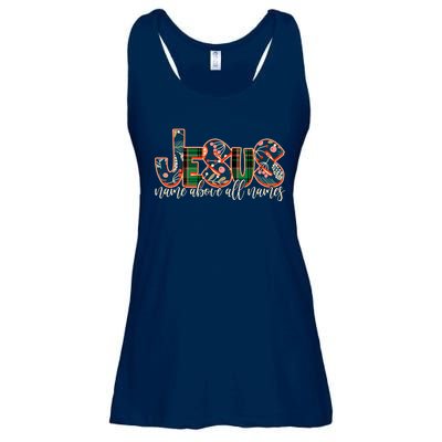 Festive Patten Jesus Name Above All Names Ladies Essential Flowy Tank