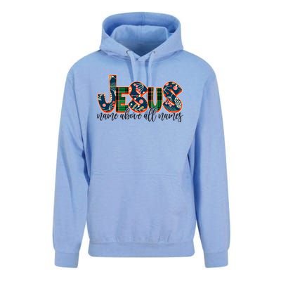 Festive Patten Jesus Name Above All Names Unisex Surf Hoodie