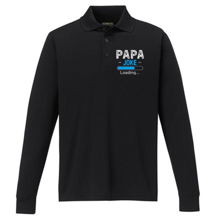 Funny Papa Joke Loading Daddy Fathers Day Humor Grandpa Performance Long Sleeve Polo