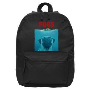 Funny Pug Jaws 16 in Basic Backpack