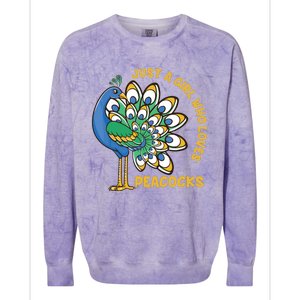 Funny Peacock Just A Who Loves Peacocks Colorblast Crewneck Sweatshirt