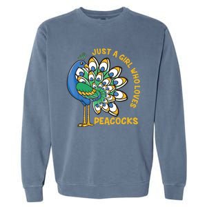 Funny Peacock Just A Who Loves Peacocks Garment-Dyed Sweatshirt