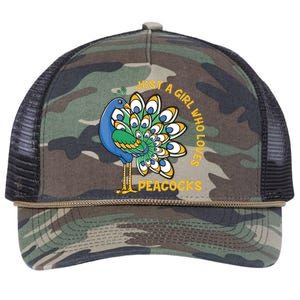 Funny Peacock Just A Who Loves Peacocks Retro Rope Trucker Hat Cap