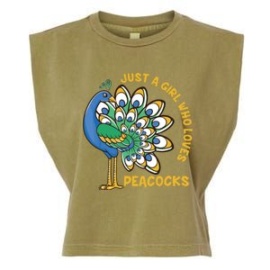 Funny Peacock Just A Who Loves Peacocks Garment-Dyed Women's Muscle Tee