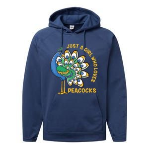 Funny Peacock Just A Who Loves Peacocks Performance Fleece Hoodie