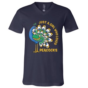 Funny Peacock Just A Who Loves Peacocks V-Neck T-Shirt