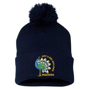 Funny Peacock Just A Who Loves Peacocks Pom Pom 12in Knit Beanie