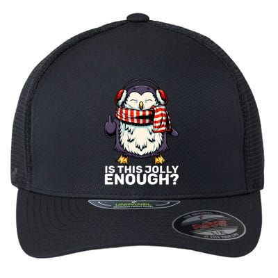 Funny Penguin Jolly Enough Holiday Penguin Christmas Cool Gift Flexfit Unipanel Trucker Cap