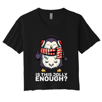Funny Penguin Jolly Enough Holiday Penguin Christmas Cool Gift Crop Top