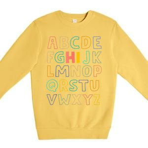 Funny Pre K Kindergarten Hi Alphabet Back To School Teachers Premium Crewneck Sweatshirt