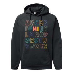 Funny Pre K Kindergarten Hi Alphabet Back To School Teachers Performance Fleece Hoodie