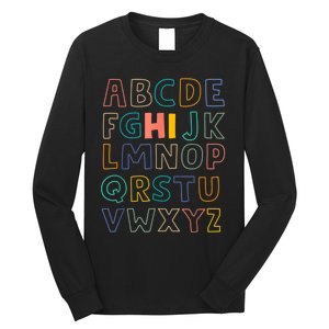 Funny Pre K Kindergarten Hi Alphabet Back To School Teachers Long Sleeve Shirt