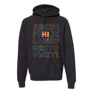 Funny Pre K Kindergarten Hi Alphabet Back To School Teachers Premium Hoodie