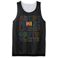 Funny Pre K Kindergarten Hi Alphabet Back To School Teachers Mesh Reversible Basketball Jersey Tank