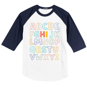 Funny Pre K Kindergarten Hi Alphabet Back To School Teachers Baseball Sleeve Shirt