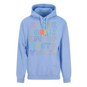 Funny Pre K Kindergarten Hi Alphabet Back To School Teachers Unisex Surf Hoodie