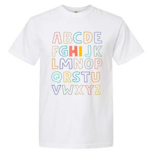 Funny Pre K Kindergarten Hi Alphabet Back To School Teachers Garment-Dyed Heavyweight T-Shirt