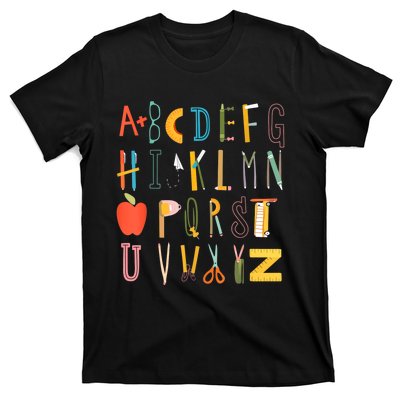 Funny Pre K Kindergarten Hi Alphabet Back To School Teachers T-Shirt