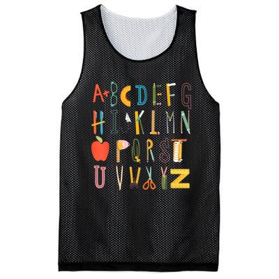 Funny Pre K Kindergarten Hi Alphabet Back To School Teachers Mesh Reversible Basketball Jersey Tank