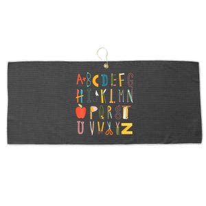 Funny Pre K Kindergarten Hi Alphabet Back To School Teachers Large Microfiber Waffle Golf Towel