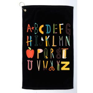 Funny Pre K Kindergarten Hi Alphabet Back To School Teachers Platinum Collection Golf Towel