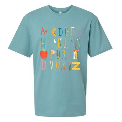 Funny Pre K Kindergarten Hi Alphabet Back To School Teachers Sueded Cloud Jersey T-Shirt