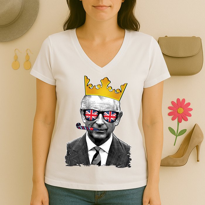 Funny Party King Coronation Prince King Charles Women's V-Neck T-Shirt