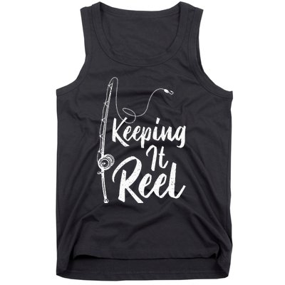 Fishing Pole Keeping it Reel Joke Funny Fish Tank Top