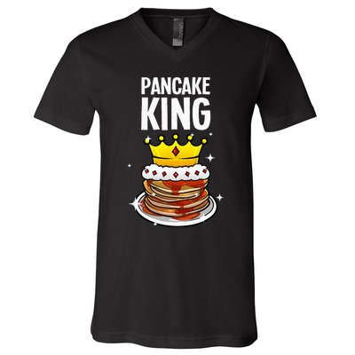 Funny Pancake King Design For Pancake Lover V-Neck T-Shirt