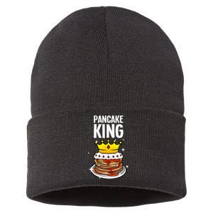 Funny Pancake King Design For Pancake Lover Sustainable Knit Beanie