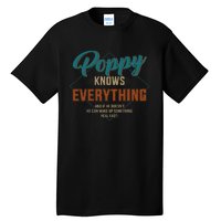 Funny Poppy Knows Everything For Grandpa And Fathers Day Tall T-Shirt